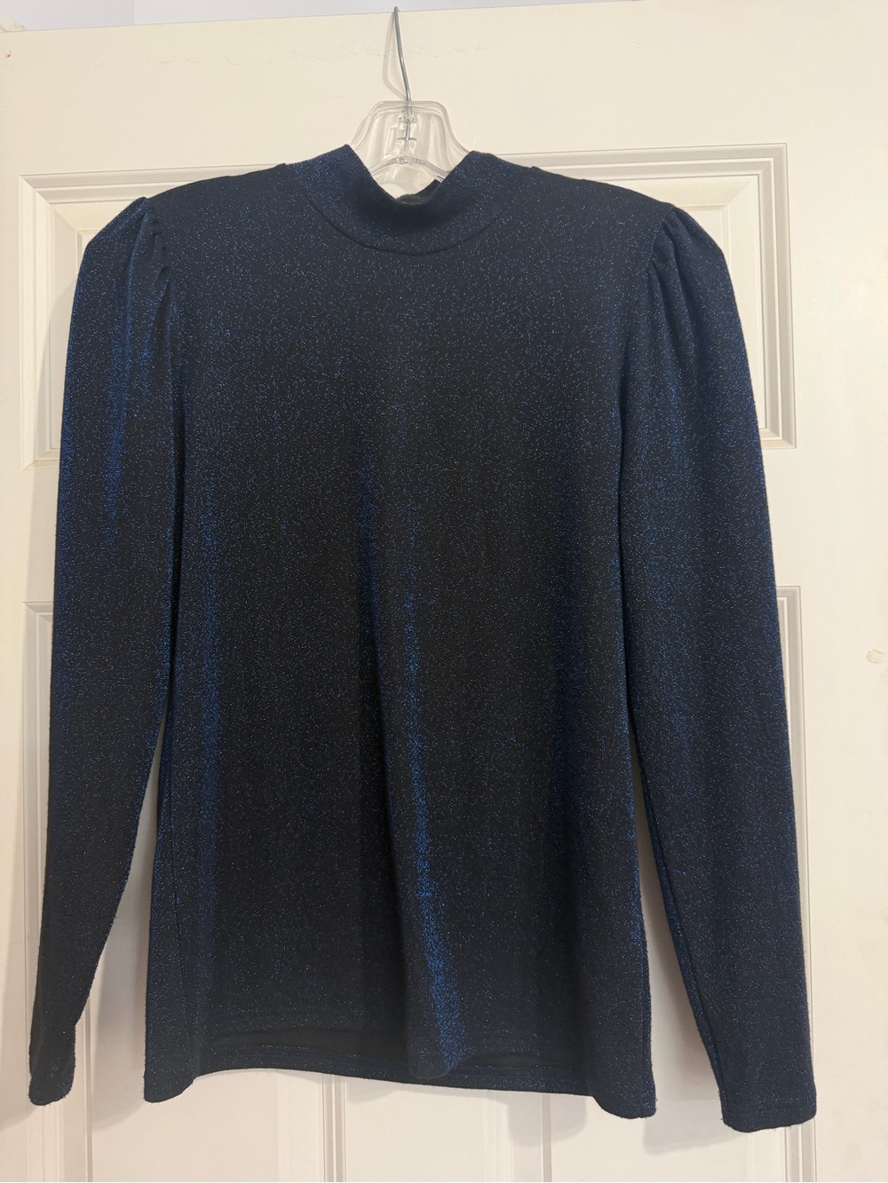 J. Crew Black Sweater with Blue Metallic Sparkle